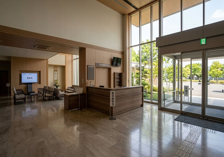 友引で定休日の火葬場のロビー