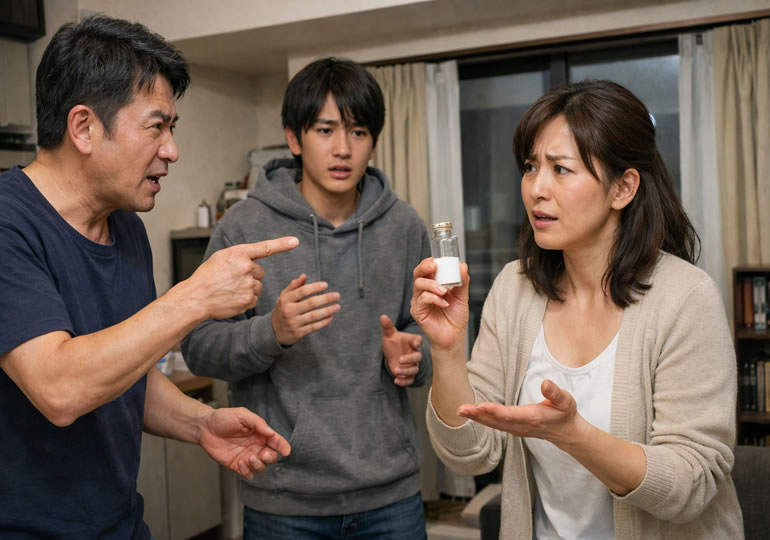 分骨について話し合う家族