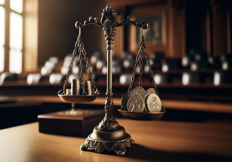 火葬費用を比較するための天秤に乗せたお金のイメージ画像