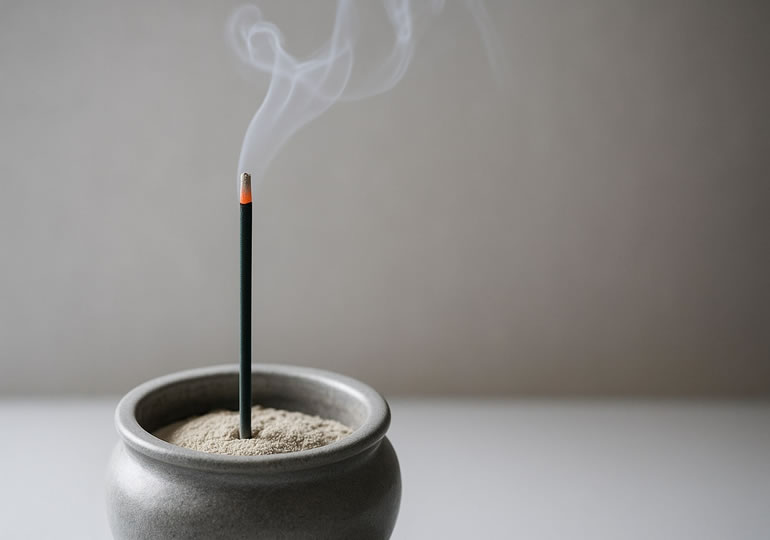 火のついたお線香