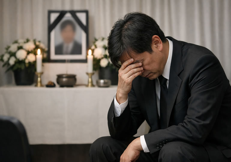 シンプルな葬儀を後悔している男性