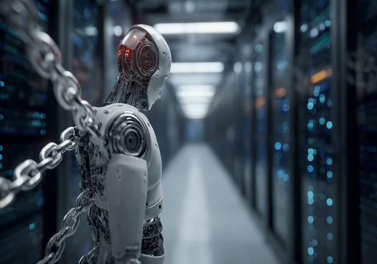 鎖につながれたAIロボット