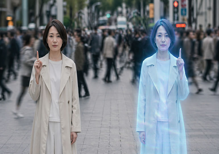 AIデータを説明する女性