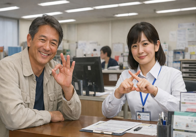 改葬許可の相談をしている男性