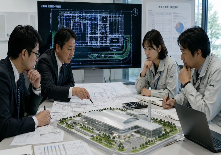 建築士と行政担当者の会議風景
