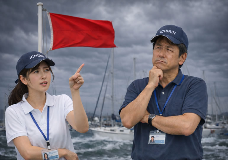 高波で欠航の判断をした海洋散骨業者