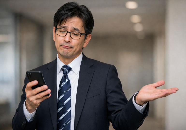 ランキングサイトに呆れているビジネスマン