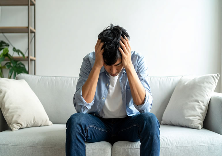 親の供養に悩む若い男性