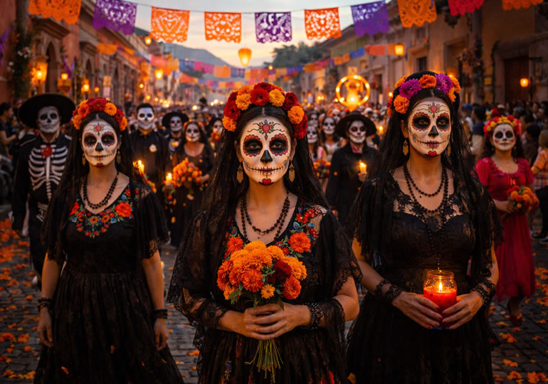 メキシコの明るい死者の日の様子