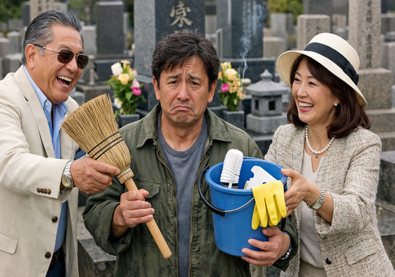 墓の管理を親族に任せる夫婦