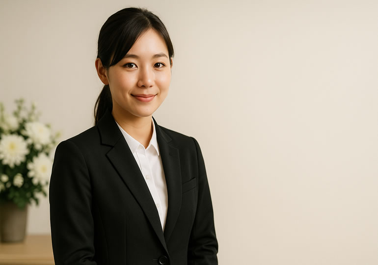 微笑む葬儀ディレクターの女性