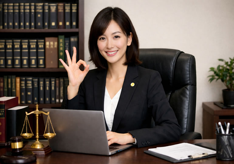 公正証書遺言の来店不要の説明する女性弁護士