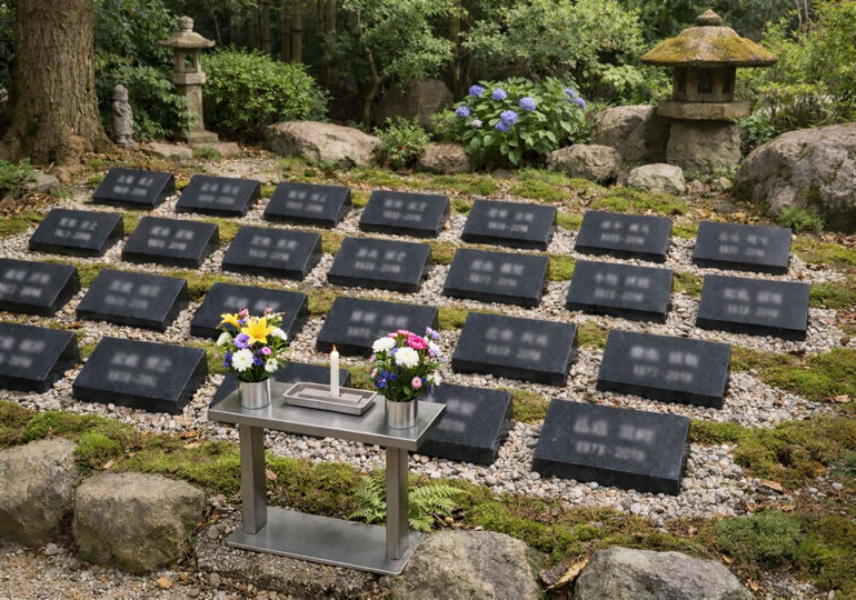 小さいスペースに作られた樹木葬