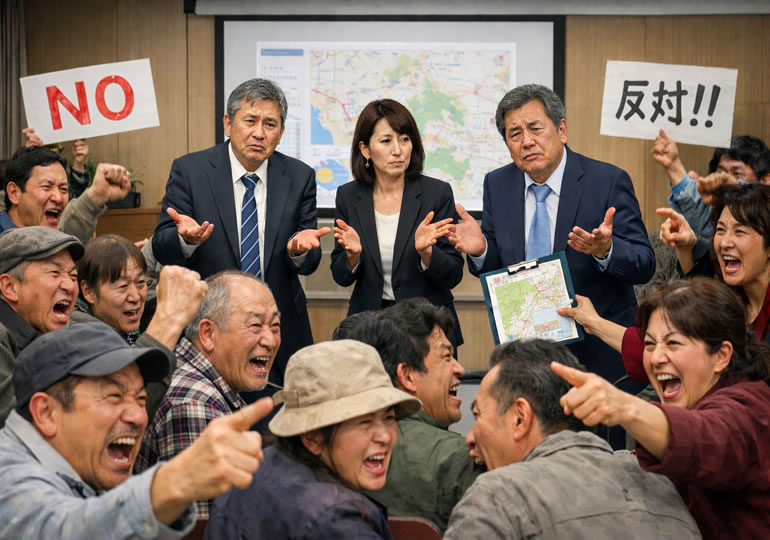 火葬場新設に反対する地元住民