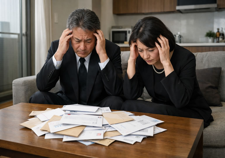 死亡後に届いた多くの請求書に戸惑う家族