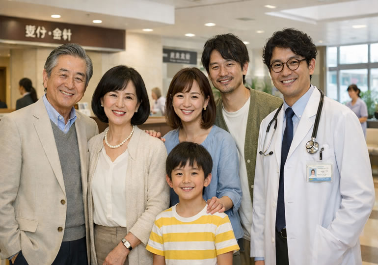 微笑んでいる医療大学の医師