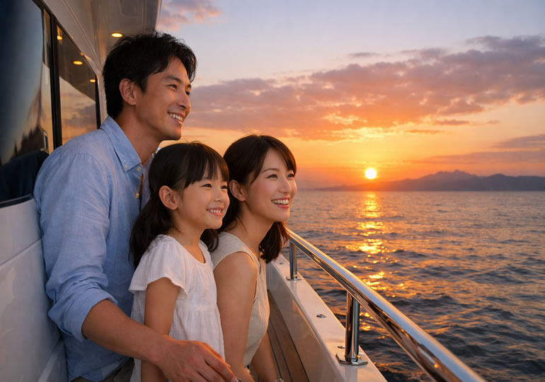 サンセット散骨に満足している家族