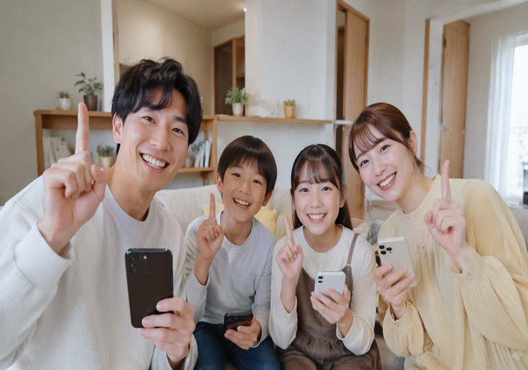 散骨業者のsnsを見ている家族