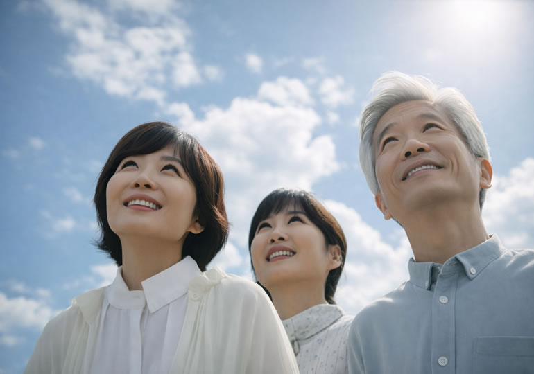 供養の終わりを考える家族のイメージ