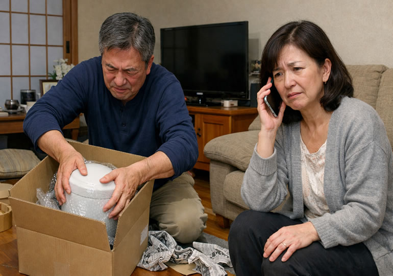 送骨方法に困っている中年夫婦