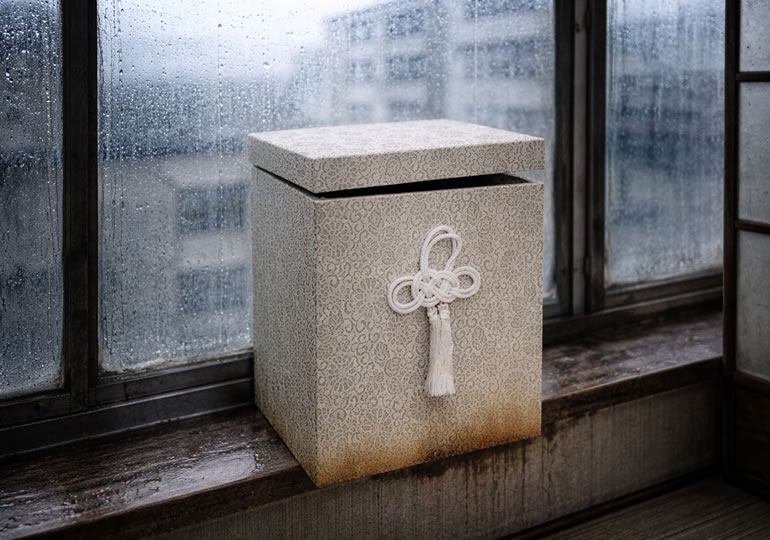 カビで汚れた骨壺