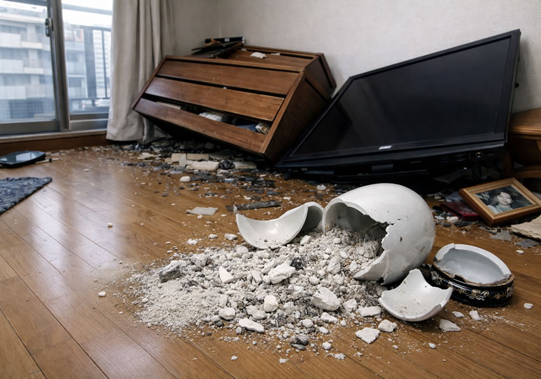 自身災害で割れた骨壺