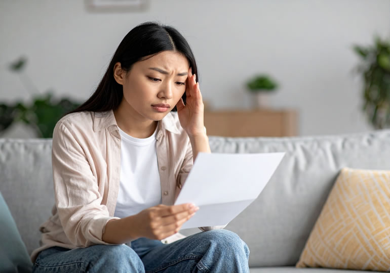 司法解剖の自己負担請求に悩んでいる女性
