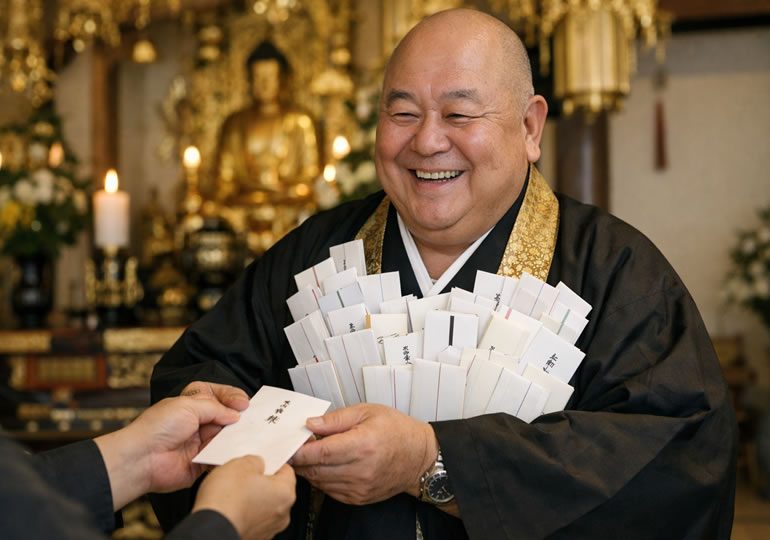 檀家からお布施を受け取る住職