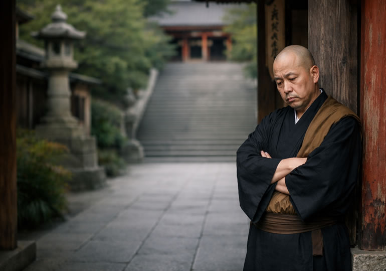 檀家離れで人がいないお寺の境内