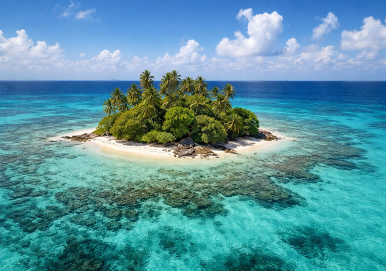 キレイな海に囲まれた南の島の無人島