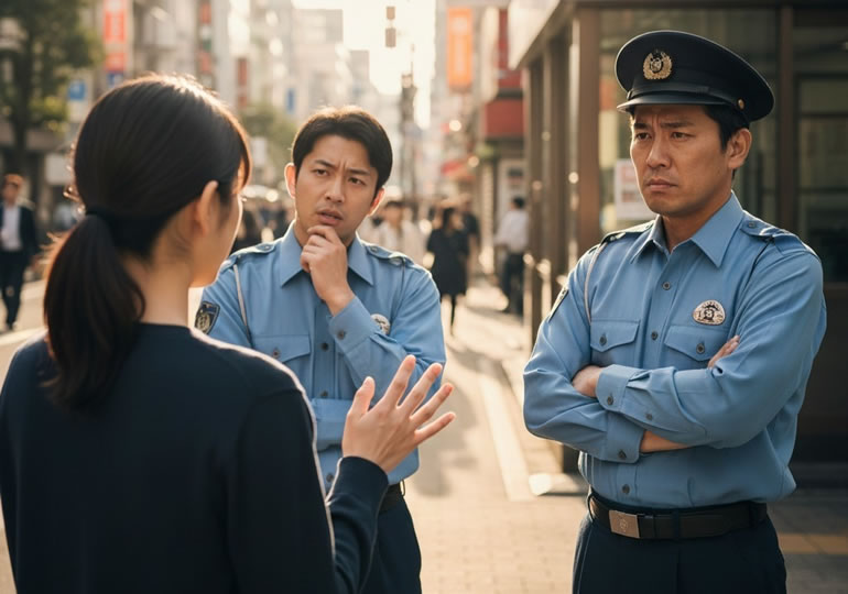 悪質商法を警察に相談する女性