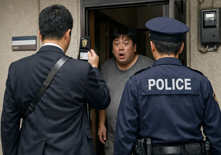 骨壺を捨てて事情を聴かれている男性