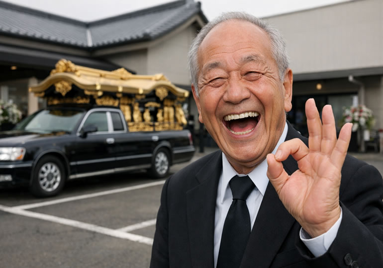 近所の出来た葬儀屋を容認している高齢男性