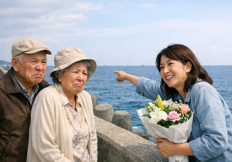 海洋散骨に否定的な夫婦のイメージ画像