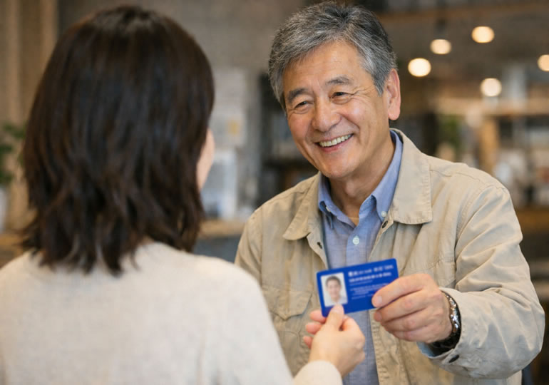 献体登録証を娘に渡す男性