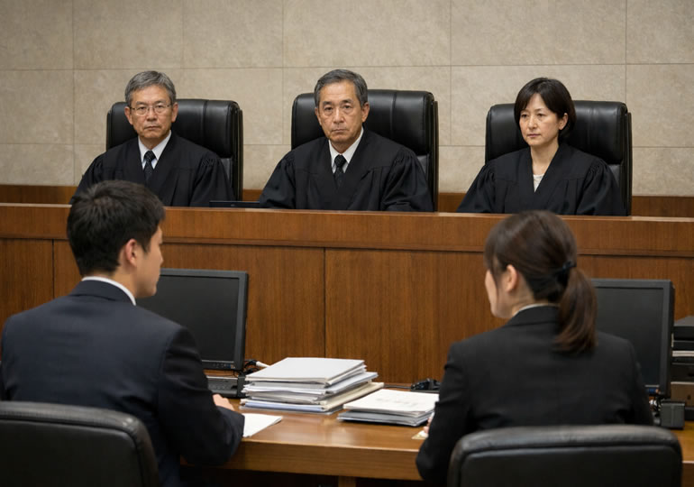 海洋散骨で争っている裁判所法廷の様子