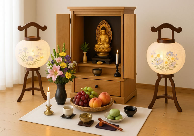 自宅に置かれた小さな仏壇