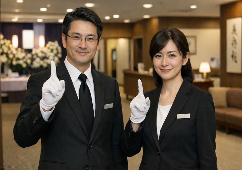 遺族に寄り添う葬儀社のスタッフ