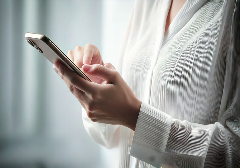 スマホを見つめる女性