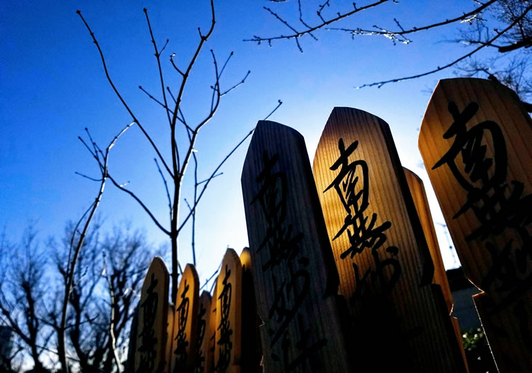 太陽の日に当たる塔婆