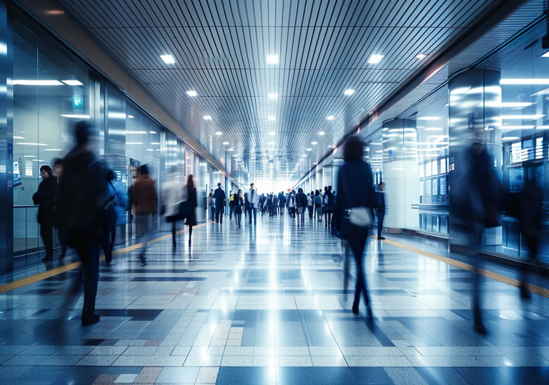 足早に歩く都会の人波