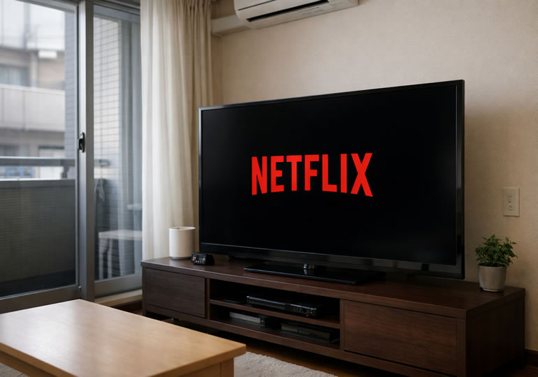 シンプルなリビングとNetflix