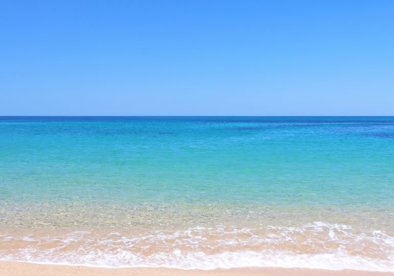 青くキレイな海の浜辺