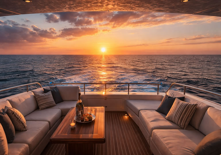 クルーザーから見える夕日