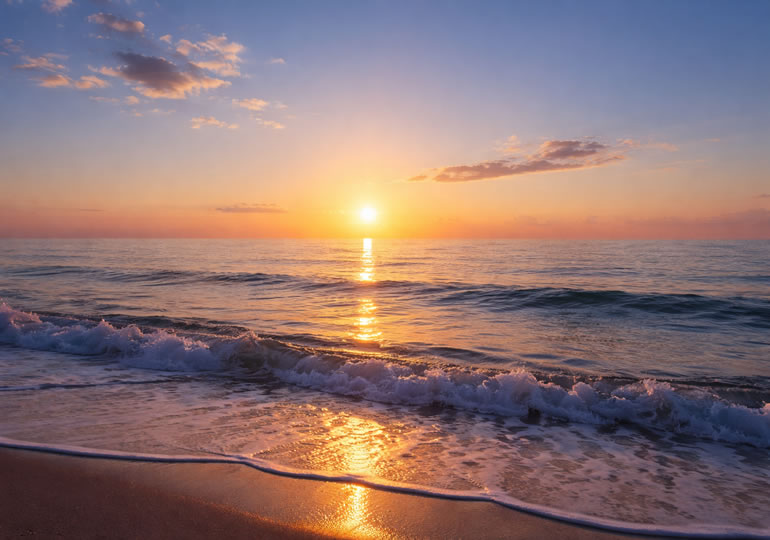 水平線からのぼる朝日のイメージ