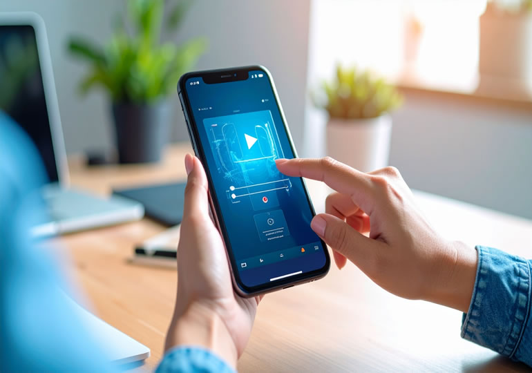 スマートフォンを操作する女性