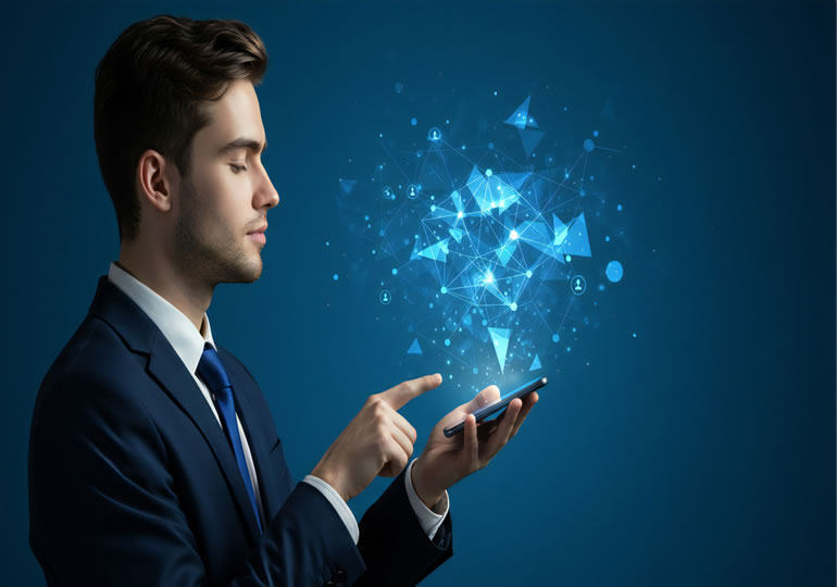 スマートフォンを操作する男性