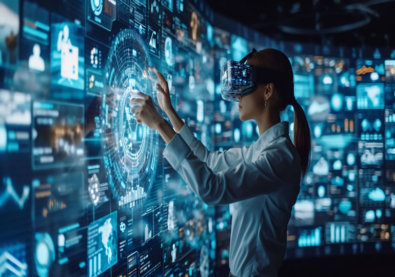 人工知能を操作する女性